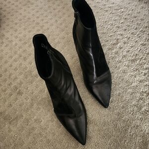 Rag & Bone Black Leather & Suede Pointed Toe Booties – Stiletto Heel Size 39.5